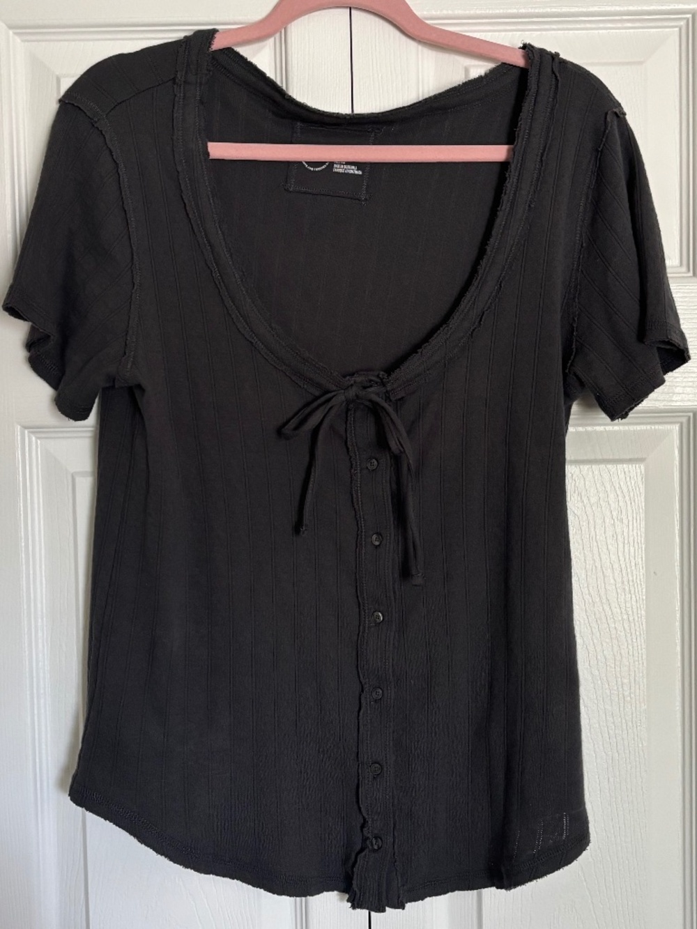 Aerie Charcoal Gray Short-Sleeve Top